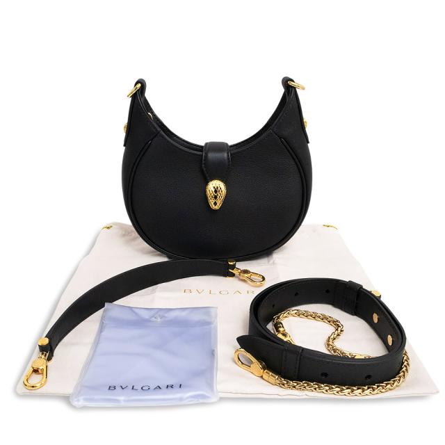 （未使用　展示品）ブルガリ BVLGARI セルペンティ エリプス スモール 2Way チェーン ショルダー ハンドバッグ 斜め掛け カーフスキン レザー ブラック ゴールド金具 292051_1