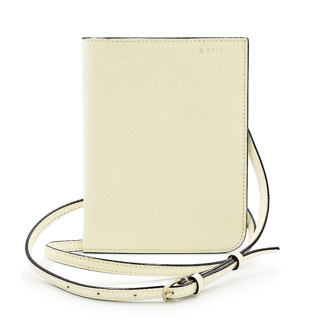 （新品・未使用品）ヴァレクストラ Valextra クロスボディ ソフト ドキュメント ホルダー ショルダーバッグ 斜め掛け ソフトカーフスキン レザー ホワイト ライトゴールド金具 V3F04 箱付