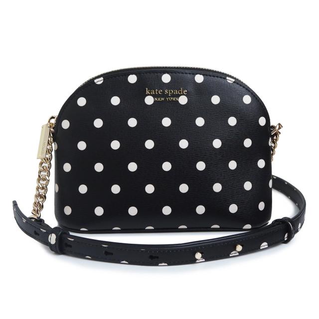 （未使用　展示品）ケイトスペード Kate Spade スペンサー カバナ ドット スモール チェーン ショルダーバッグ 斜め掛け PVCコーティングキャンバス ブラック ホワイト ゴールド金具 PWRU7935