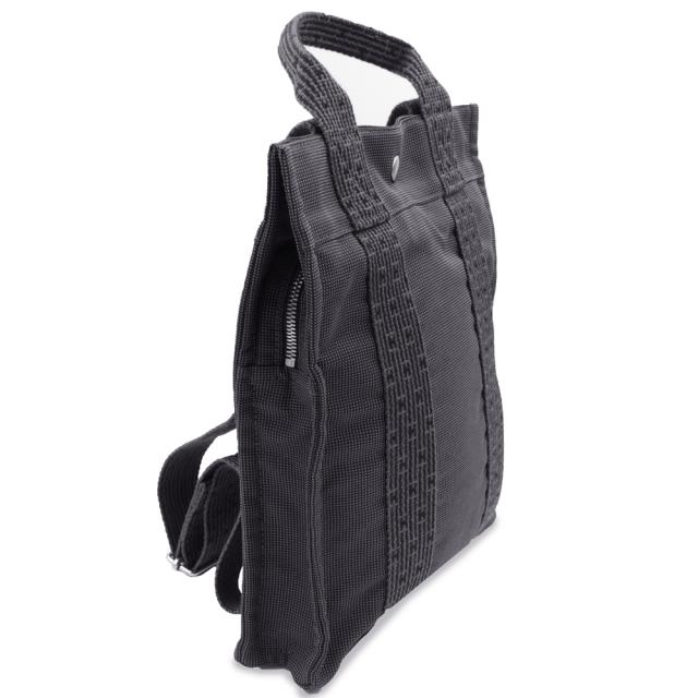 （中古）エルメス HERMES エールライン アド PM リュック デイパック バックパック キャンバス グレー シルバー金具_2