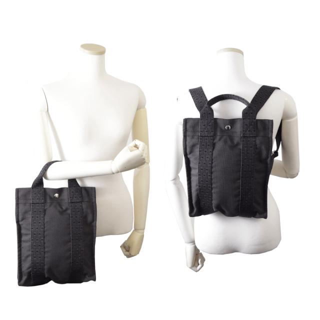 （中古）エルメス HERMES エールライン アド PM リュック デイパック バックパック キャンバス グレー シルバー金具_6