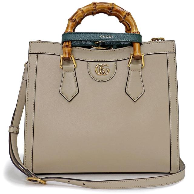 （新品・未使用品）グッチ GUCCI ダイアナ スモール トート ショルダー ハンドバッグ 2way 斜め掛け レザー バンブー ベージュ アンティークゴールド金具 660195