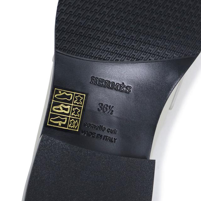 （未使用　展示品）エルメス HERMES モカシン インパクト ローファー シューズ 靴 #36.5 23.5cm カーフスキン レザー Blanc de Paris ブラン ドゥ パリ オフホワイト ゴールド金具