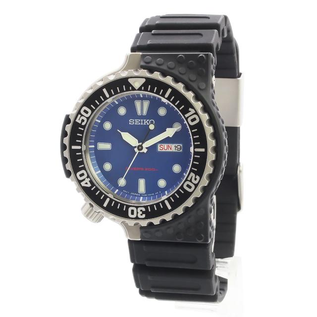 （中古）セイコー SEIKO プロスペックス ダイバースキューバ ジウジアーロ デザイン 2000本限定 クォーツ 腕時計 ラバー ステンレススチール ブラック ブルー マットシルバー金具 SBEE001 N36-0AG0 保証書 箱付