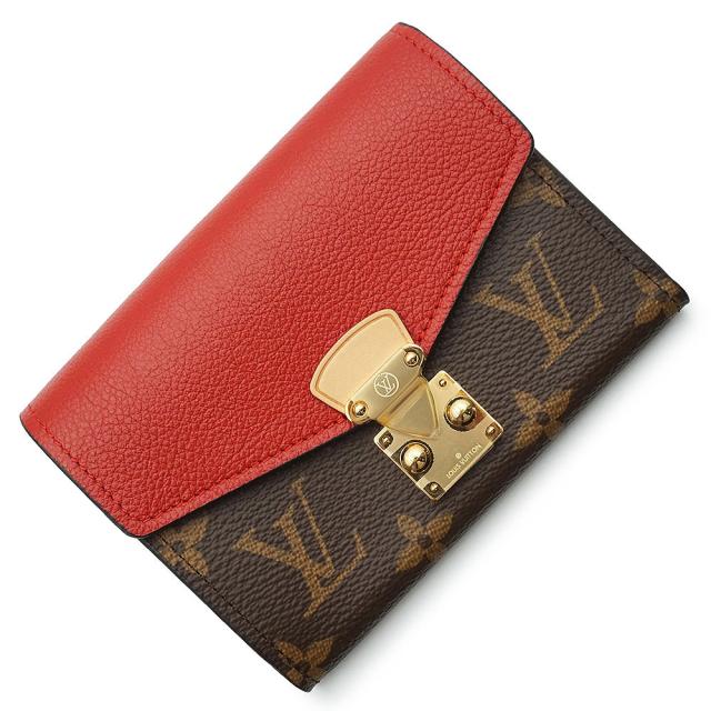 （新品・未使用品）ルイ ヴィトン LOUIS VUITTON ポルトフォイユ パラス コンパクト 三つ折り財布 モノグラム カーフスキン レザー スリーズ レッド ブラウン ゴールド金具 M67478