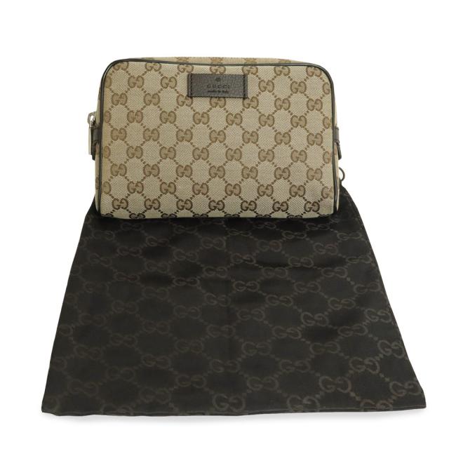 （未使用　展示品）グッチ GUCCI キャンバス レザーボディバッグ ウエストバッグ GGキャンバス ベージュ ブラウン シルバー金具 449174_1
