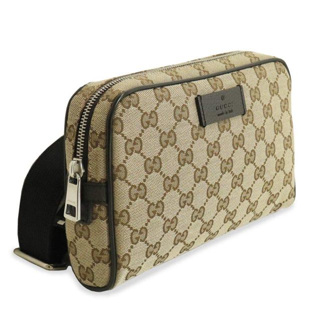 （未使用　展示品）グッチ GUCCI キャンバス レザーボディバッグ ウエストバッグ GGキャンバス ベージュ ブラウン シルバー金具 449174_3