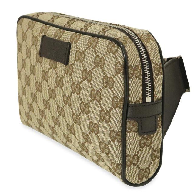 （未使用　展示品）グッチ GUCCI キャンバス レザーボディバッグ ウエストバッグ GGキャンバス ベージュ ブラウン シルバー金具 449174_4