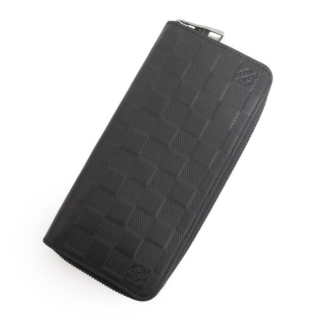 （未使用　展示品）ルイ ヴィトン LOUIS VUITTON ジッピーウォレット ラウンドファスナー ヴェルティカル 長財布 ダミエアンフィニ レザー ブラック マットシルバー金具 N63548 箱付