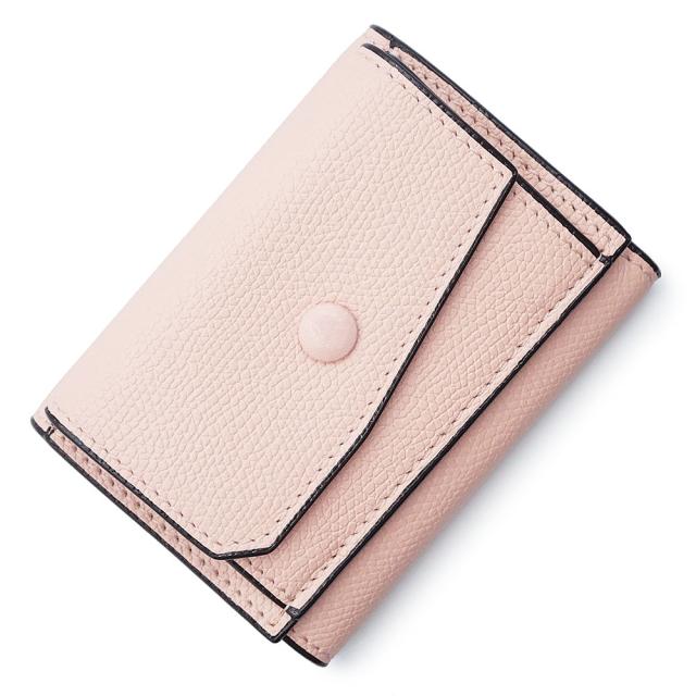 （新品・未使用品）ヴァレクストラ Valextra コンパクト パース 三つ折り財布 ソフトカーフスキン レザー ペオニア ピンク シルバー金具 SGNL0026028LRLWF99PN