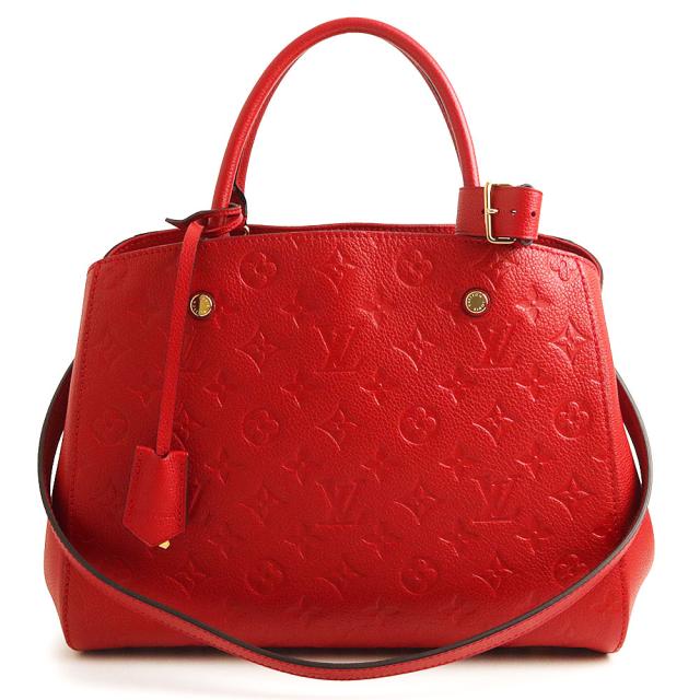 （美品）ルイ ヴィトン LOUIS VUITTON モンテーニュ MM 2WAY ショルダー ハンドバッグ モノグラムアンプラント レザー スリーズ レッド ゴールド金具 M41194