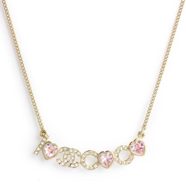 （新品・未使用品）シャネル CHANEL ラインストーン ハート ココマーク COCO I LOVE CHANEL ペンダント ネックレス シャンパンゴールド ピンク AB9093 108,900円