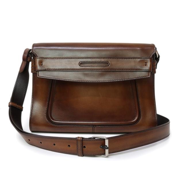 （中古）ベルルッティ Berluti アンディ クロスボディ メッセンジャー ショルダーバッグ 斜め掛け ヴェネチアカーフレザー カカオインテンソ ブラウン シルバー金具  ANDY_CROSSBODY-V1