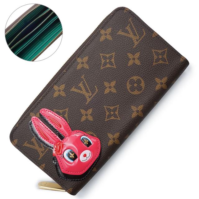 （新品・未使用品）ルイ ヴィトン LOUIS VUITTON ニコラ ジェスキエール Sun Yitian コラボ ウサギ ジッピー ウォレット ラウンドファスナー 長財布 モノグラム ブラウン グリーン ゴールド金具 M83689 箱付