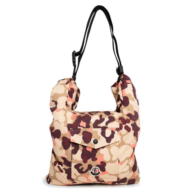 （新品・未使用品）モンクレール MONCLER ニュー レジェール 迷彩柄 2WAY ミディアム トート ハンドバッグ コットン ダウン マルチカラー ベージュ 5D00007