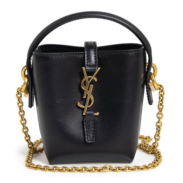 （未使用　展示品）サンローランパリ SAINT LAURENT PARIS LE 37 マイクロ チェーン ショルダーバッグ 斜め掛け シャイニーレザー  ブラック ブロンズ調金具 7782532 箱付