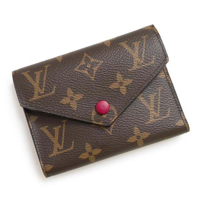 （新品・未使用品）ルイ ヴィトン LOUIS VUITTON ポルトフォイユ ヴィクトリーヌ 三つ折り財布 モノグラム グレインレザー フューシャ ボルドー ブラウン ゴールド金具 M41938 箱付