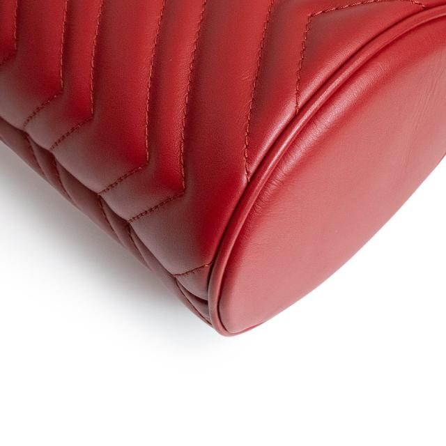 （新品・未使用品）グッチ GUCCI GGマーモント スモール バケットバッグ ショルダーバッグ 斜め掛け シェブロンキルティングレザー ハイビスカスレッド アンティークゴールド金具 575163 箱付_9