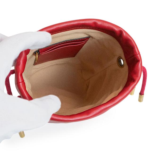 （新品・未使用品）グッチ GUCCI GGマーモント スモール バケットバッグ ショルダーバッグ 斜め掛け シェブロンキルティングレザー ハイビスカスレッド アンティークゴールド金具 575163 箱付_2