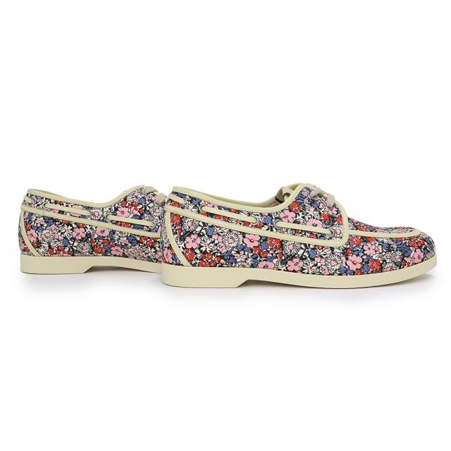 （新品・未使用品）グッチ GUCCI リバティ コラボ フラワープリント モカシン デッキシューズ ローファー シューズ 靴 #7.5 26.5cm キャンバス マルチカラー ベージュ シルバー金具 547641