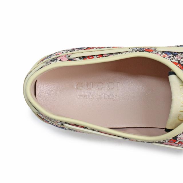 （新品・未使用品）グッチ GUCCI リバティ コラボ フラワープリント モカシン デッキシューズ ローファー シューズ 靴 #7.5 26.5cm キャンバス マルチカラー ベージュ シルバー金具 547641