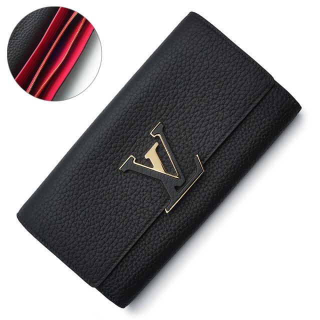 （未使用　展示品）ルイ ヴィトン LOUIS VUITTON ポルトフォイユ カプシーヌ 二つ折り長財布 トリヨンレザー バイカラー ノワール ブラック ホットピンク ゴールド金具 M61248 箱付