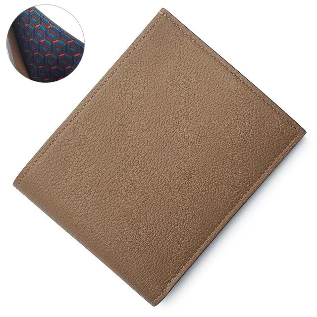 （新品・未使用品）エルメス HERMES シチズン ツイル コンパクト Toolbox ツールボックス 二つ折り財布 札入れ ヴォーエバーカラー レザー シルク ベージュドゥワイマール ディープブルー ヴェールボスフォール B刻印 箱付