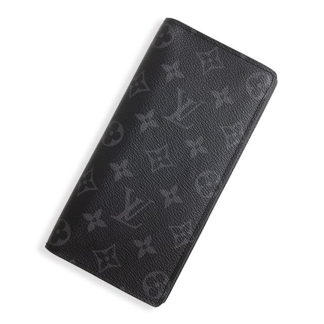 （美品）ルイ ヴィトン LOUIS VUITTON ポルトフォイユ ブラザ 二つ折り長財布 モノグラムエクリプス ブラック シルバー金具 M61697 箱付