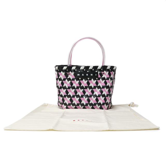 （未使用　展示品）マルニ MARNI トリトーン MARNI MARKET バスケット かご トート ハンドバッグ ポリプロピレン ブラック ホワイト ピンク SHMH0127A0RF081JQN98_1