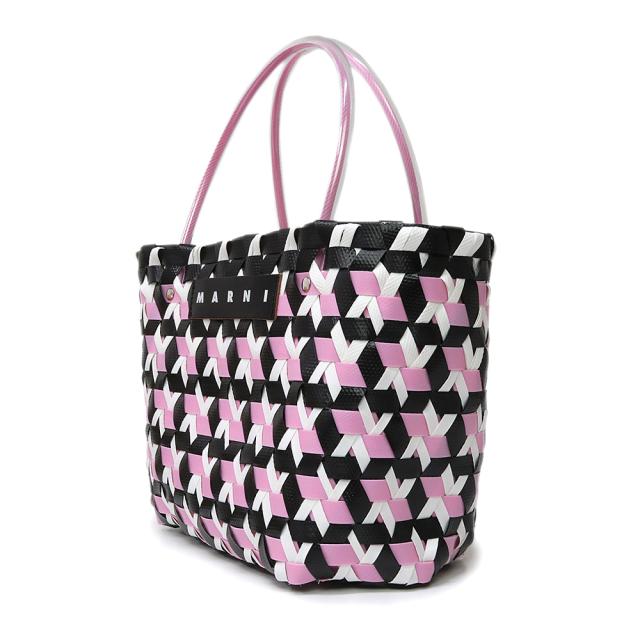 （未使用　展示品）マルニ MARNI トリトーン MARNI MARKET バスケット かご トート ハンドバッグ ポリプロピレン ブラック ホワイト ピンク SHMH0127A0RF081JQN98_4