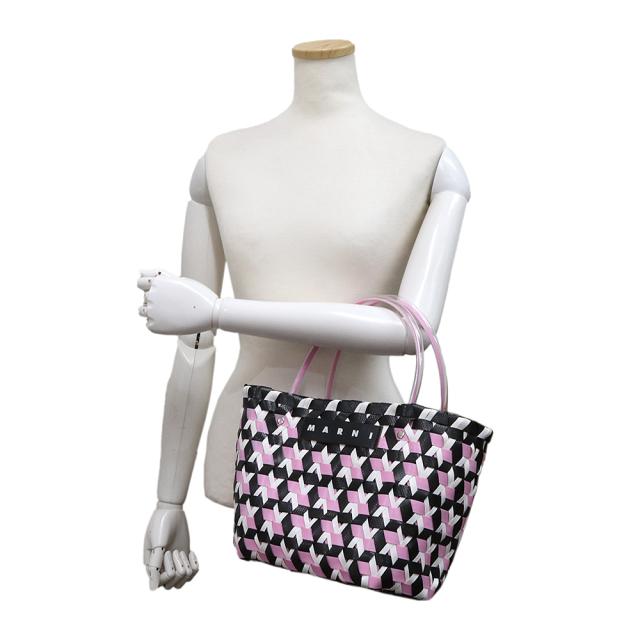 （未使用　展示品）マルニ MARNI トリトーン MARNI MARKET バスケット かご トート ハンドバッグ ポリプロピレン ブラック ホワイト ピンク SHMH0127A0RF081JQN98_7