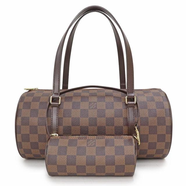 （美品）ルイ ヴィトン LOUIS VUITTON パピヨン 30 ポーチ付き ハンドバッグ ダミエ ブラウン ゴールド金具 N51303