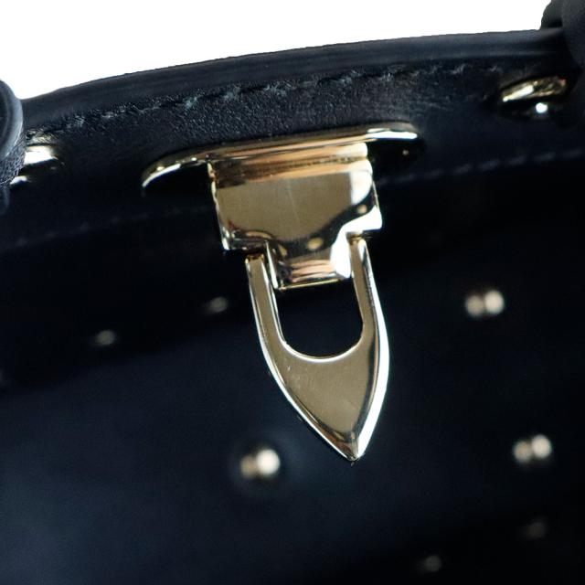 （未使用　展示品）ヴァレンティノ VALENTINO ロックスタッズ ミニトート 2WAY ショルダー ハンドバッグ カーフスキン レザー ブラック ゴールド金具 2W2P0Y28_10