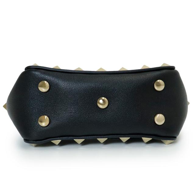（未使用　展示品）ヴァレンティノ VALENTINO ロックスタッズ ミニトート 2WAY ショルダー ハンドバッグ カーフスキン レザー ブラック ゴールド金具 2W2P0Y28_6