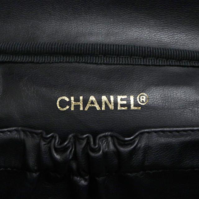（中古）シャネル CHANEL ビコローレ バニティ ポーチ ハンドバッグ ラムスキン レザー ブラック ゴールド金具 A01618_9