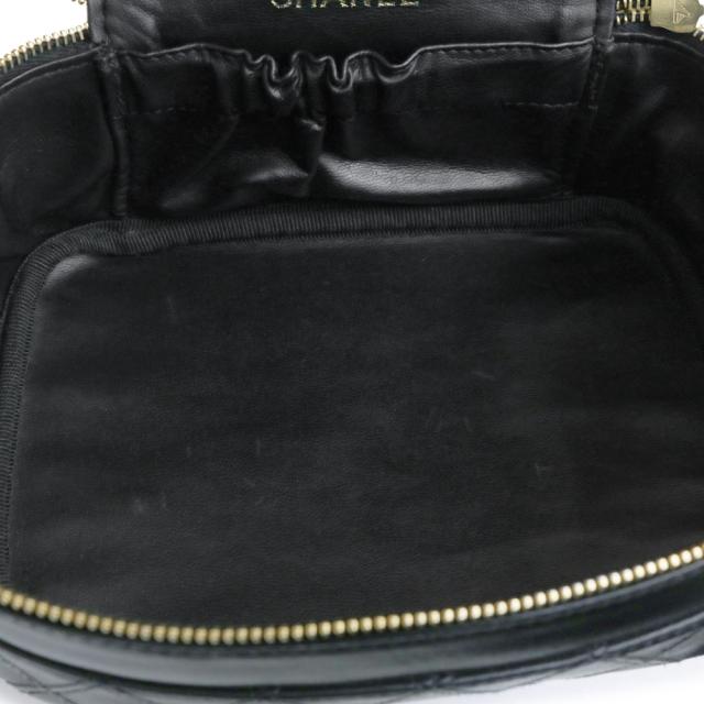 （中古）シャネル CHANEL ビコローレ バニティ ポーチ ハンドバッグ ラムスキン レザー ブラック ゴールド金具 A01618_14