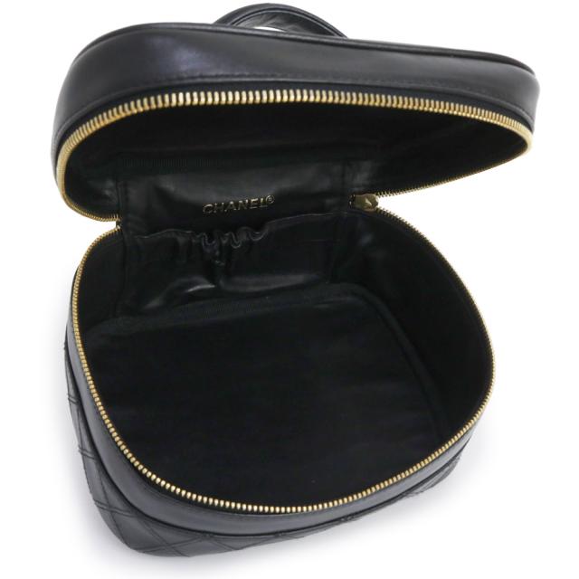 （中古）シャネル CHANEL ビコローレ バニティ ポーチ ハンドバッグ ラムスキン レザー ブラック ゴールド金具 A01618_2