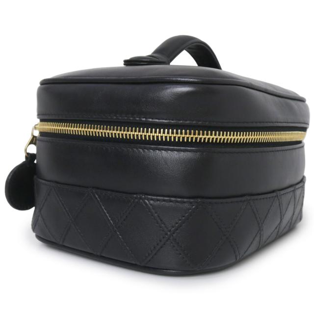 （中古）シャネル CHANEL ビコローレ バニティ ポーチ ハンドバッグ ラムスキン レザー ブラック ゴールド金具 A01618_4