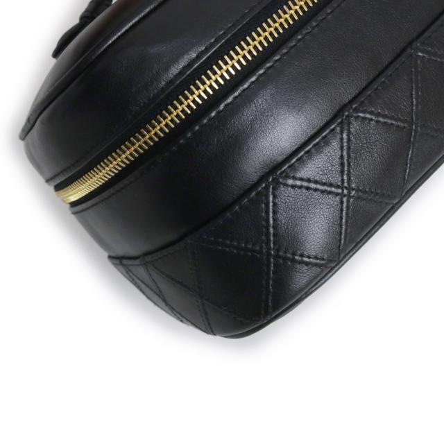 （中古）シャネル CHANEL ビコローレ バニティ ポーチ ハンドバッグ ラムスキン レザー ブラック ゴールド金具 A01618_8