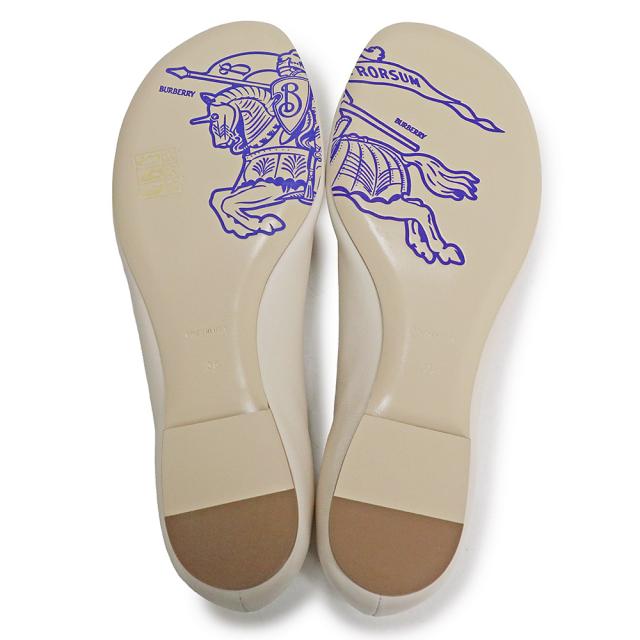 （未使用保管品）バーバリー BURBERRY サドラー ジップ バレリーナ シューズ パンプス 靴 #36 23cm ラムスキン レザー オフホワイト シルバー金具 8086210_5