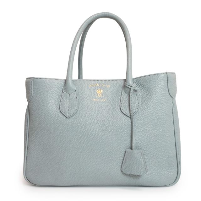 （未使用　展示品）エーディーエムジェーアクセソワドゥマドモワゼル A.D.M.J. -Accesoires De Mademoiselle- トート ハンドバッグ シュリンクレザー ブルーグレー ゴールド金具