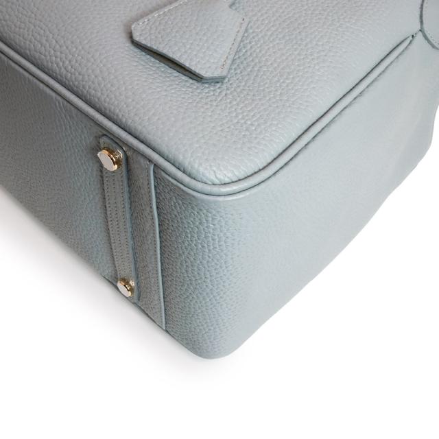 （未使用　展示品）エーディーエムジェーアクセソワドゥマドモワゼル A.D.M.J. -Accesoires De Mademoiselle- トート ハンドバッグ シュリンクレザー ブルーグレー ゴールド金具