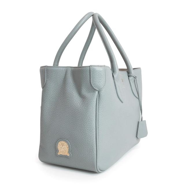 （未使用　展示品）エーディーエムジェーアクセソワドゥマドモワゼル A.D.M.J. -Accesoires De Mademoiselle- トート ハンドバッグ シュリンクレザー ブルーグレー ゴールド金具