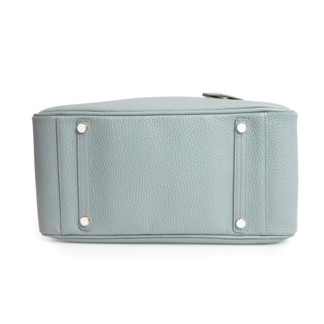 （未使用　展示品）エーディーエムジェーアクセソワドゥマドモワゼル A.D.M.J. -Accesoires De Mademoiselle- トート ハンドバッグ シュリンクレザー ブルーグレー ゴールド金具