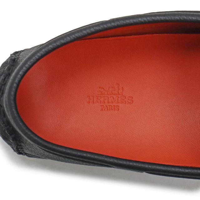 （新品・未使用品）エルメス HERMES モカシン アレッサンドロ ローファー デッキシューズ 靴 #43.5 28.5cm トリヨンレザー ブラック シルバー金具 箱付