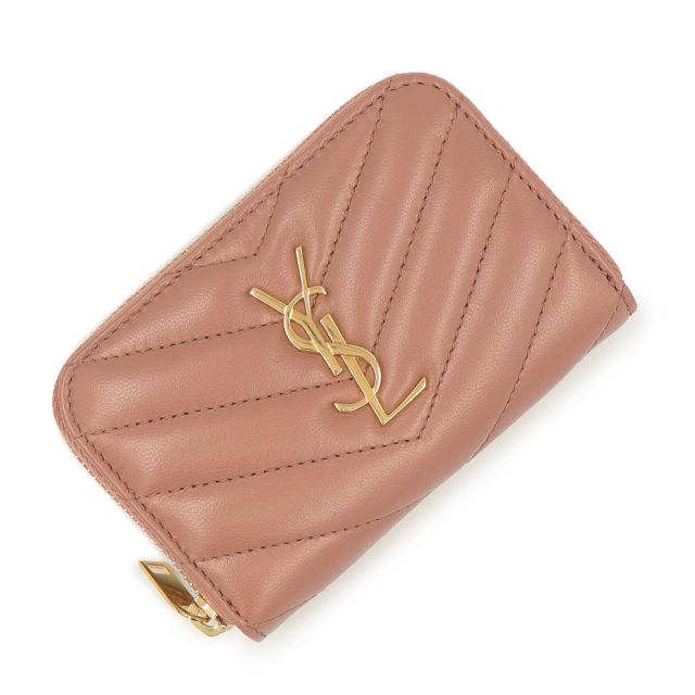 （新品・未使用品）サンローラン SAINT LAURENT カサンドラ ウォレット ケース 小銭入れ 財布 ラムスキン レザー BARELY PINK ピンク ゴールド金具 804479 箱付