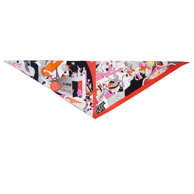 （新品・未使用品）エルメス HERMES ポワント スアティーヌ サ デコワフ Ca Decoiffe トライアングル 三角 スカーフ ショール ストール シルク100％ ローズ ノワール ブラン レッド 箱付