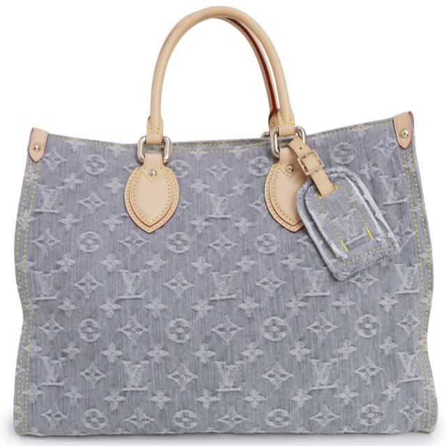 （未使用　展示品）ルイ ヴィトン LOUIS VUITTON オンザゴー MM 2way トート ハンドバッグ モノグラムデニム ヌメ革 レザー ウォッシュドグレー ライトゴールド金具 M13189