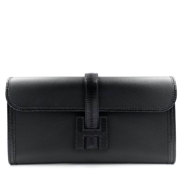 （新品・未使用品）エルメス HERMES ジジェ エラン 29 クラッチバッグ ヴォースイフト リザードニロティカス リス エキゾチック レザー ノワール ブラック A刻印 箱付