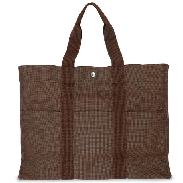 （美品）エルメス HERMES エールライン トート GM ハンドバッグ キャンバス ショコラ シルバー金具
